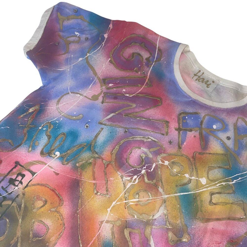 Hari Vintage Womens Tee Shirt Size Large Hand Painted Palm Springs Pure Cotton - Picture 8 of 10